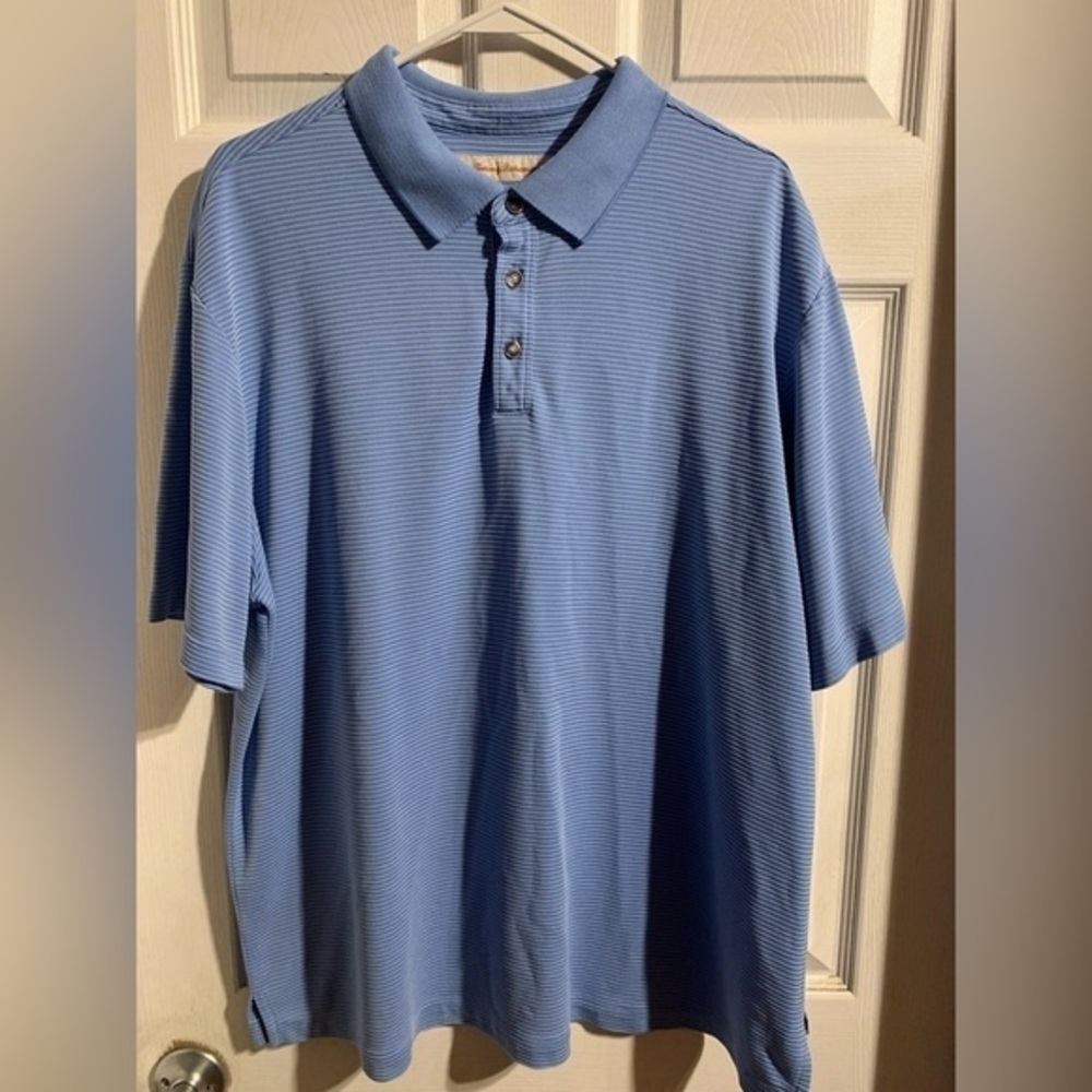 Tommy Bahama Polo Shirt Blue‎ Men’s Size XL Ribbed Lightweight Preppy Golf